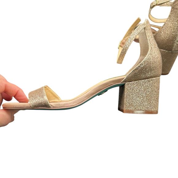 Betsy Johnson SB-MIRI Gold Glitter Block Heel Ankle Strap Sandals Women’s 7 - Picture 3 of 11
